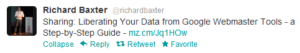 Richard Baxter's tweet of YouMoz post